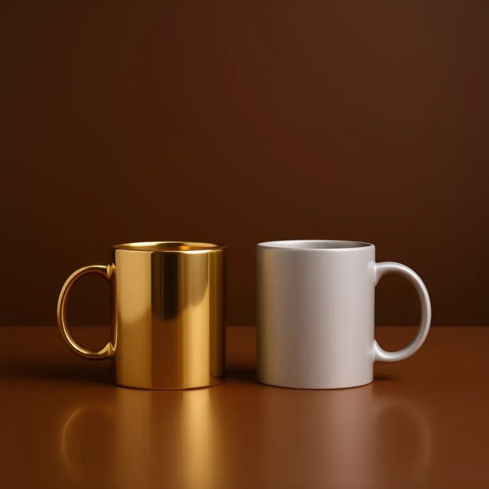 silver golden mug